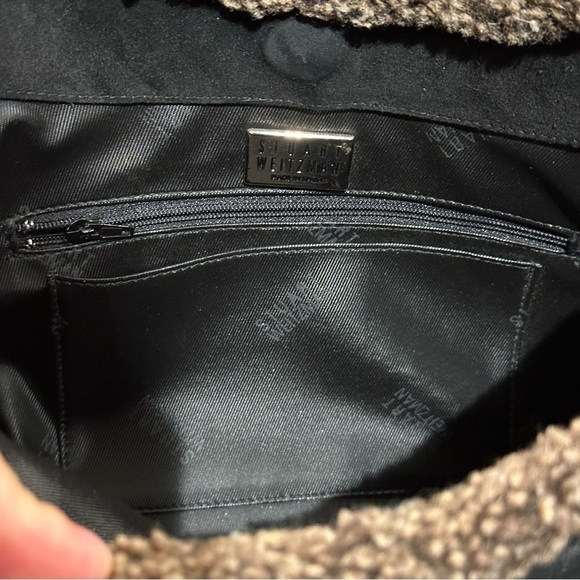 Stuart Weitzman Vintage Black Suede Shearling Shoulder Bag Purse 90’s Y2K - Picture 7 of 13